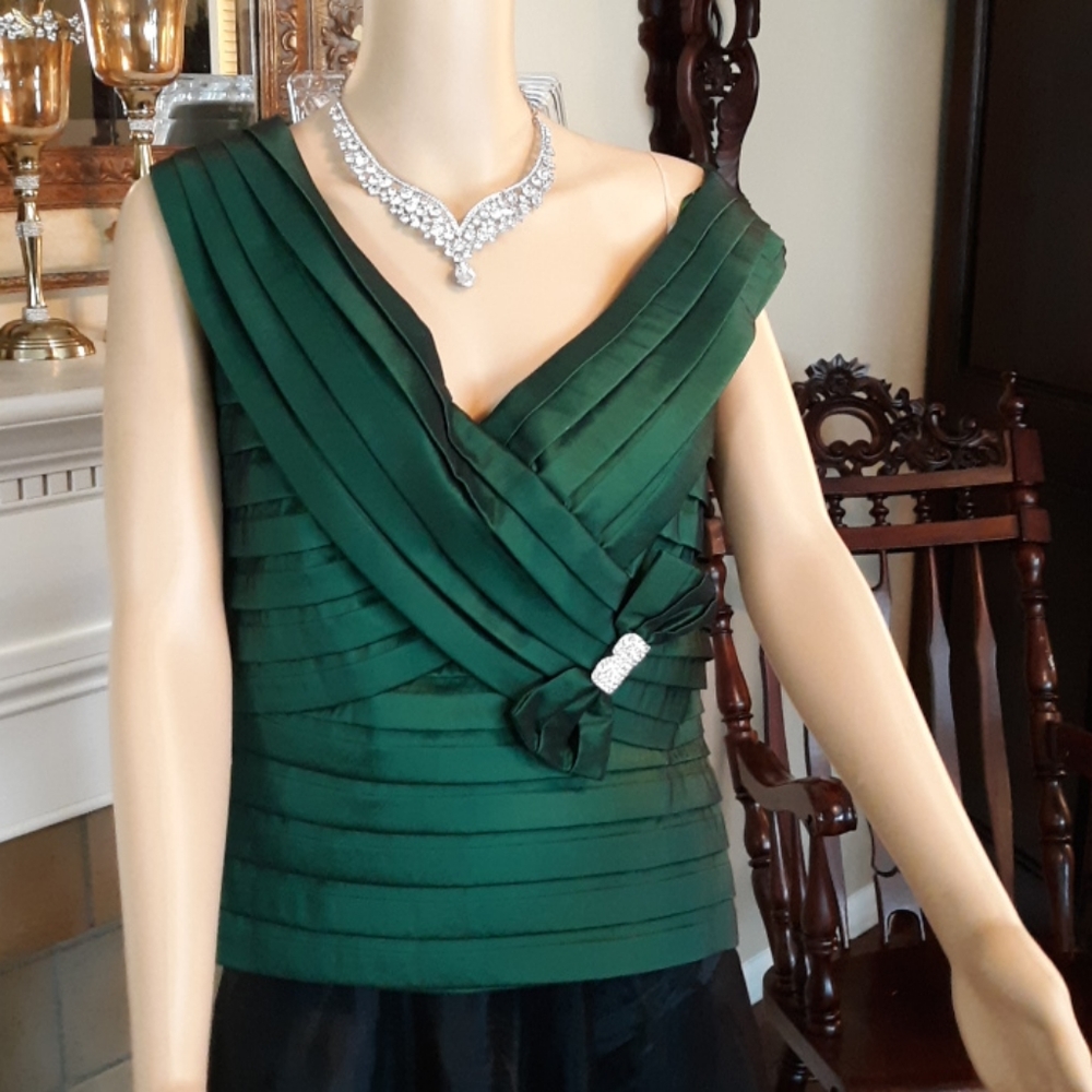 Hunter Green taffet blouse